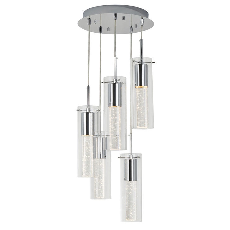 Artika Champagne Glow Spiral 5 Cylinder LED Pendant Light ...