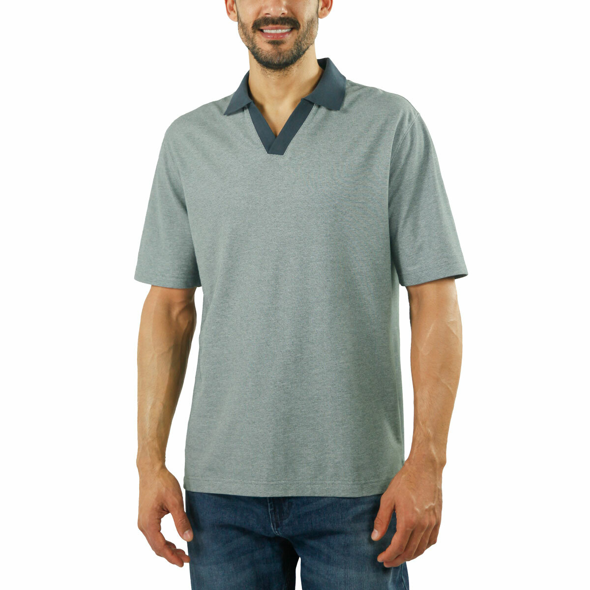 Jachs Mens Lightweight Knit Oxford Polo Shirt