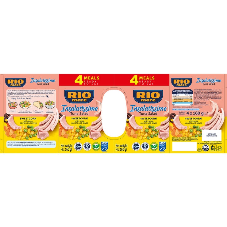 Rio Mare Insalatissime Sweetcorn & Tuna Salad, 4 x 160g Rio Mare Insalatissime Sweetcorn & Tuna Salad, 4 x 160g