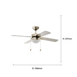 Eglo Gelsina 4 Blade (106cm) Indoor Ceiling Fan with AC Motor and E14 Light in Satin Nickel