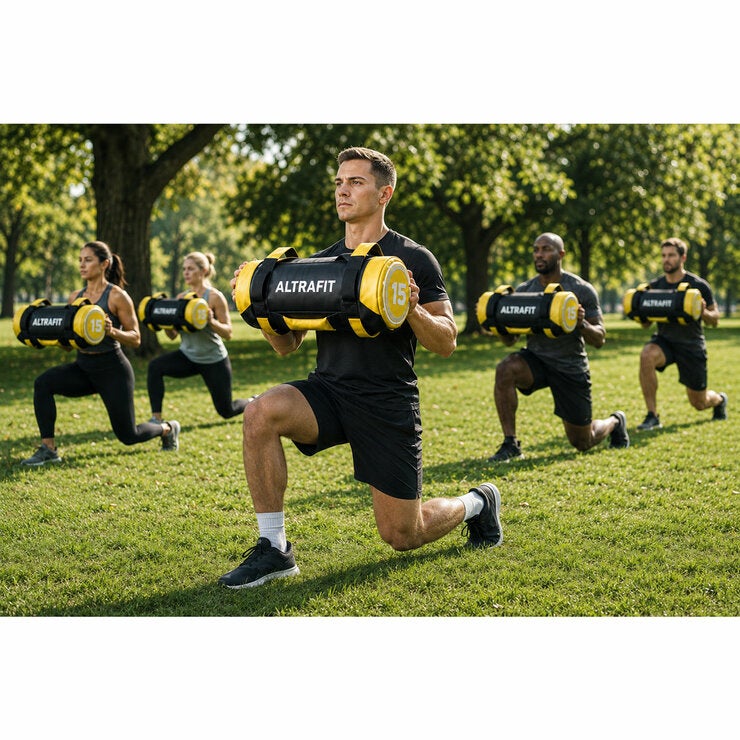 Lifestyle image of a group of people training with the power bag Lifestyle image of a group of people training with the power bag