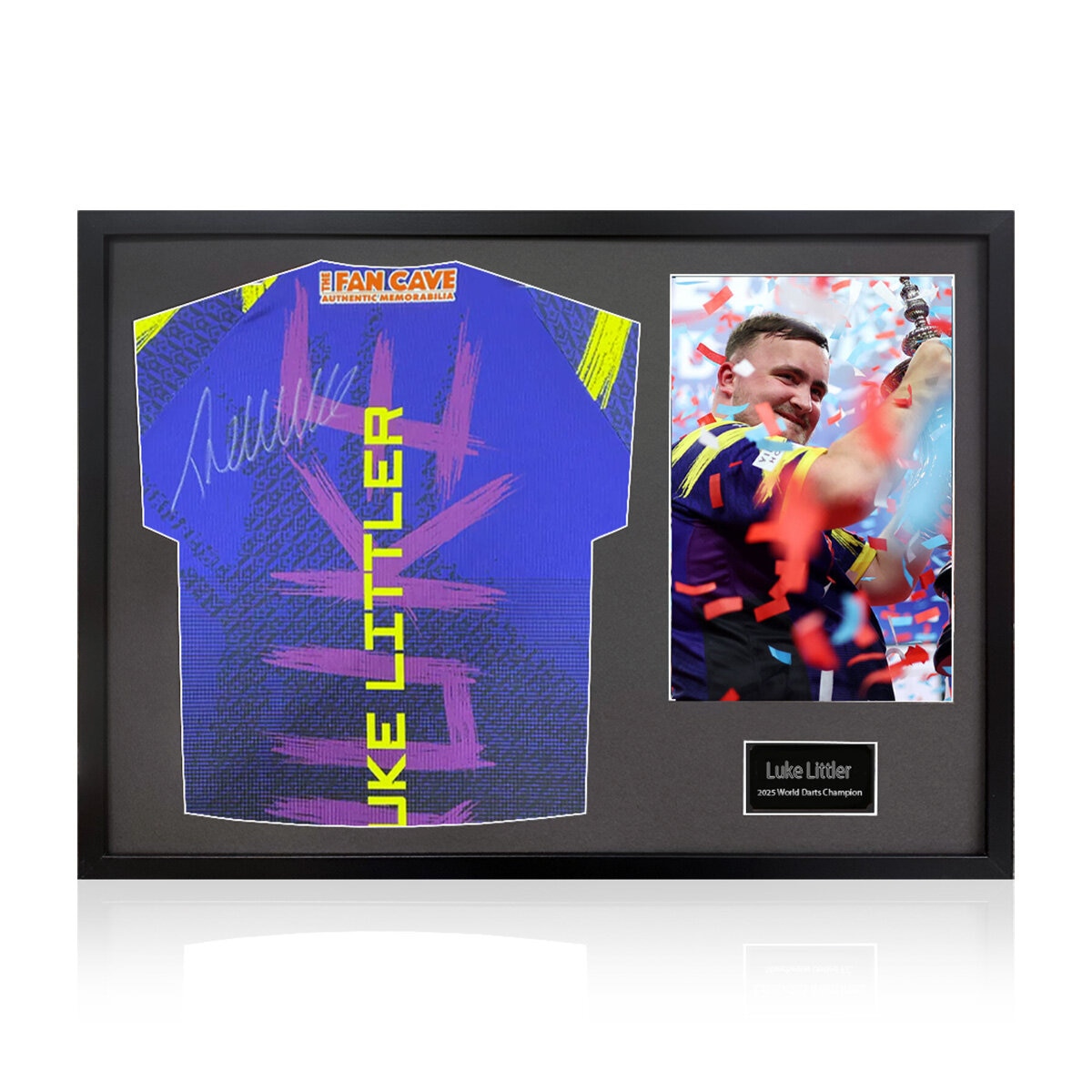 Luke Littler Signed Framed Darts Shirt including 1 Photo in Black Luke Littler Signed Framed Darts Shirt including 1 Photo in Black