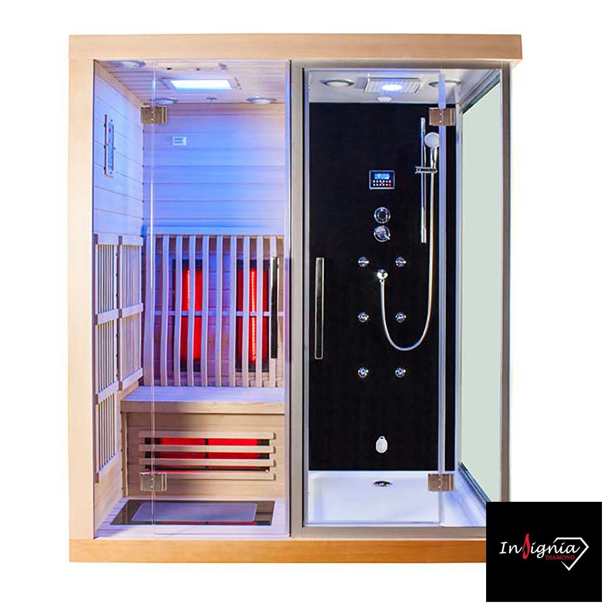 Insignia 1820 x 1230  x 2150mm Split Shower & Sauna Wood at costco.co.uk