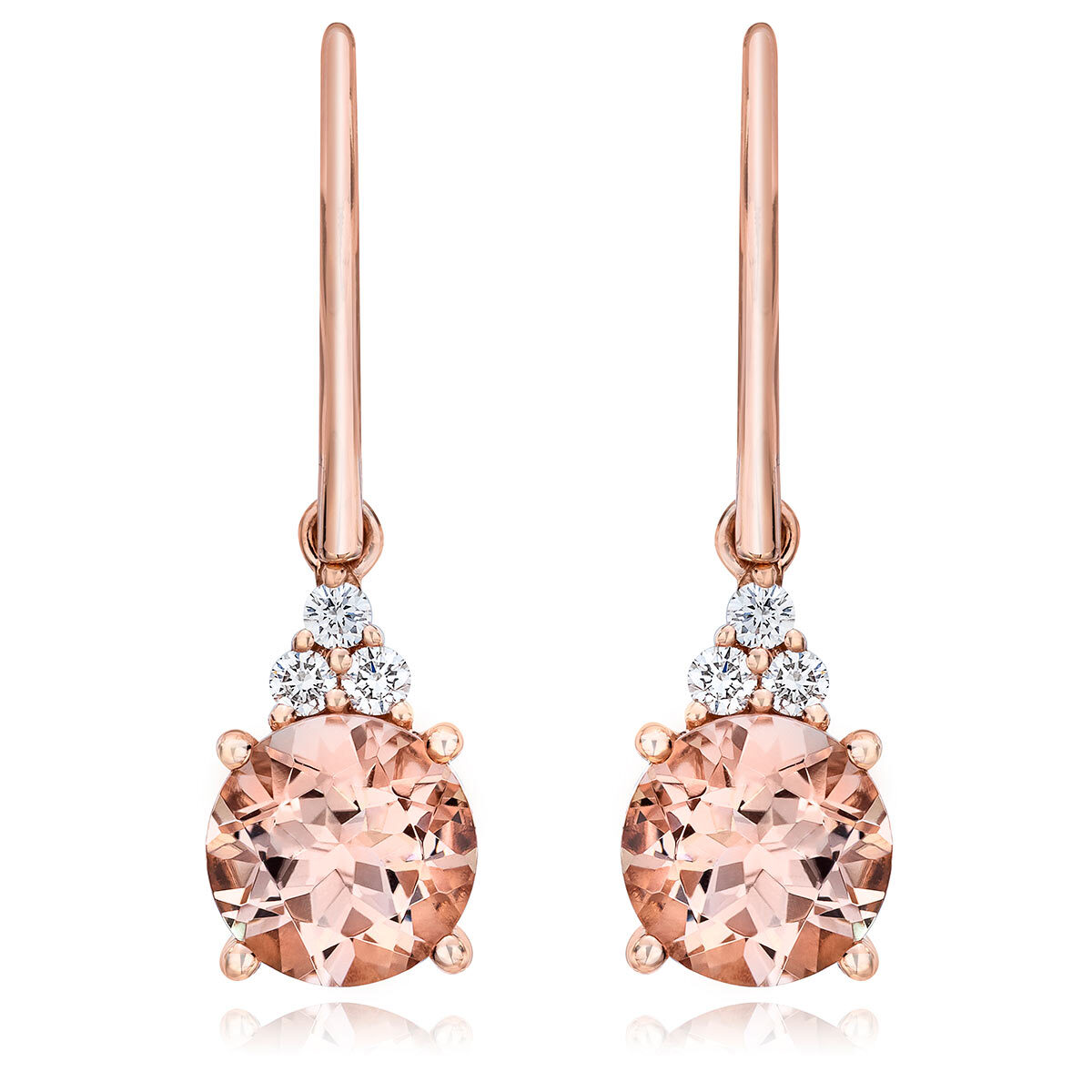 Morganite & 0.13ctw Diamond Earrings, 14k Rose Gold