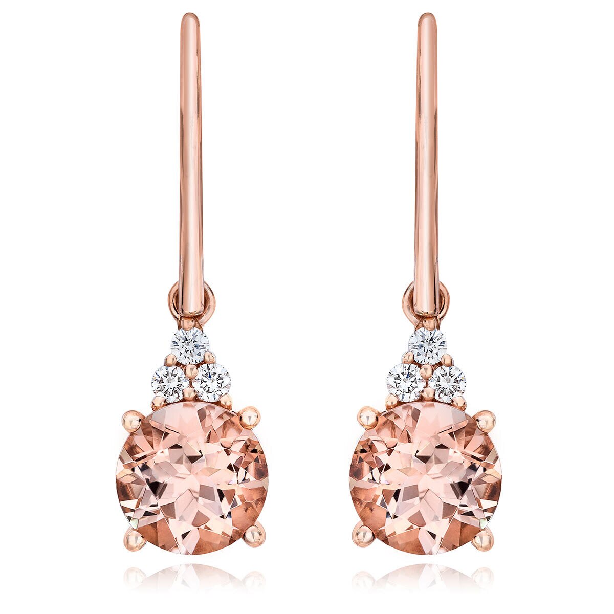 Morganite & 0.13ctw Diamond Earrings, 14k Rose Gold