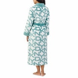 DKNY Shawl Collar Long Plush Robe in Blue