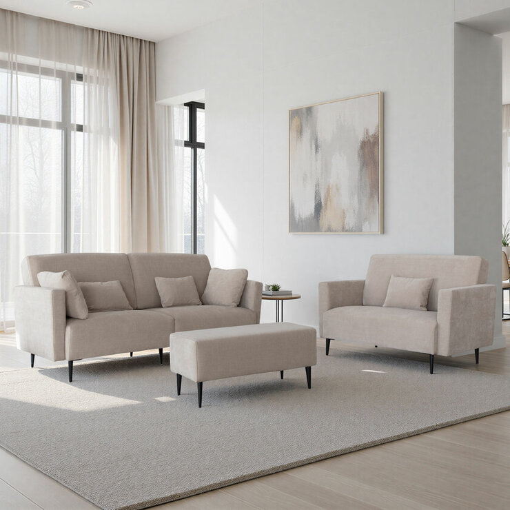 MOONAP Monroe Beige Fabric Footstool