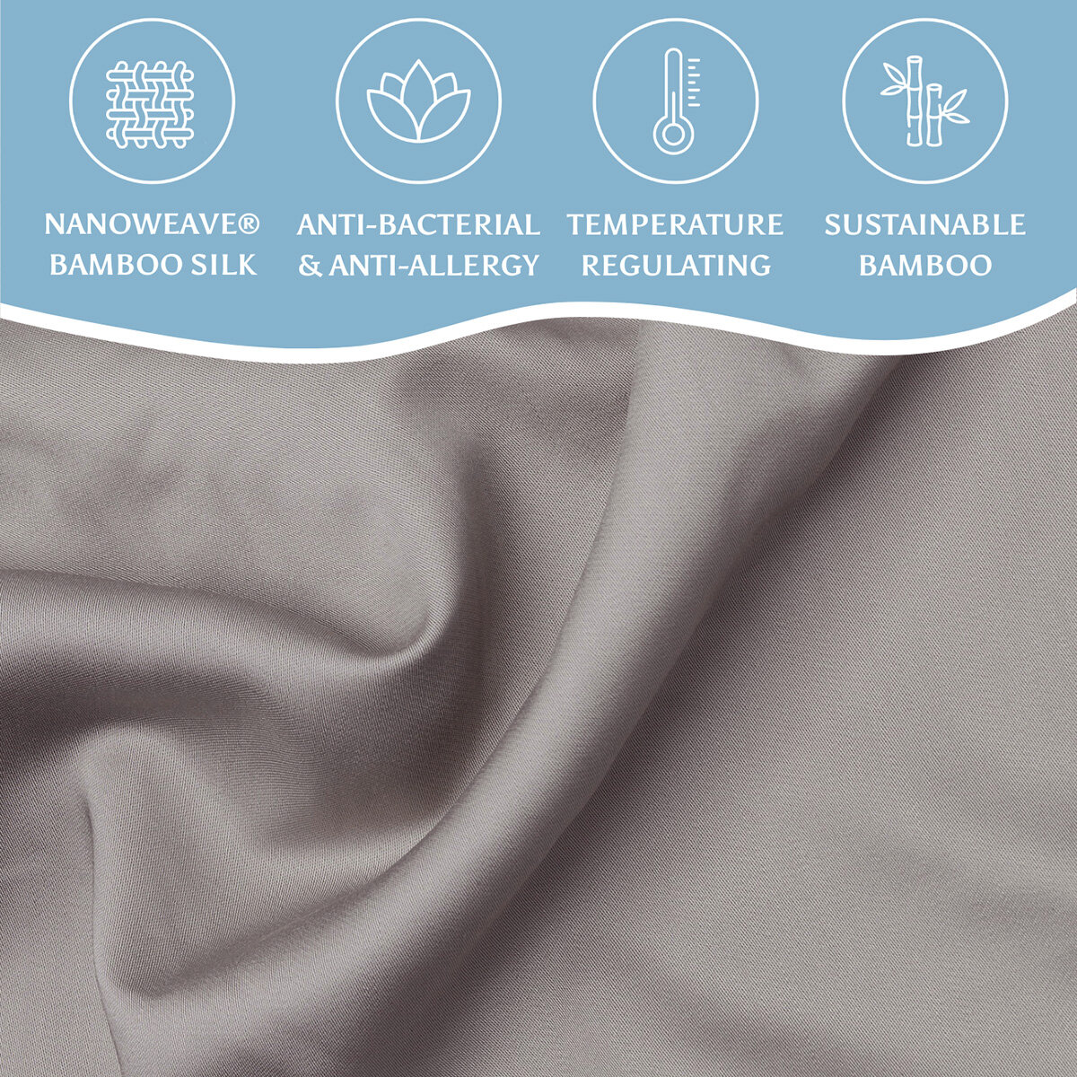 Luff 100% 700 Thread Count Organic Bamboo Pillowcases 2 Pack Dark Grey