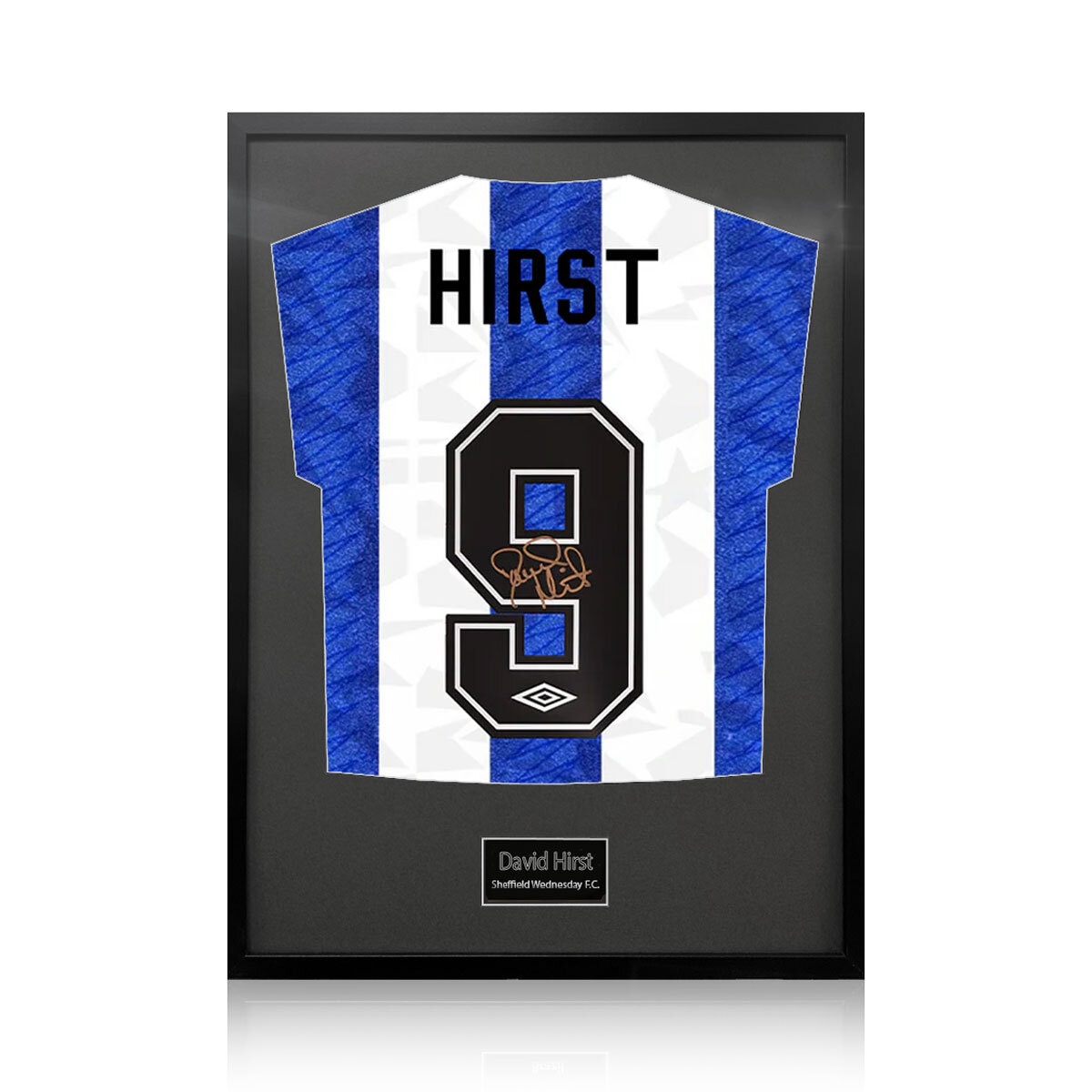 David Hirst Signed Framed SWFC Football Shirt with Black Mount