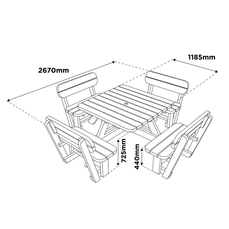 Anchor Fast 8 Seater Pine Wood Picnic Table