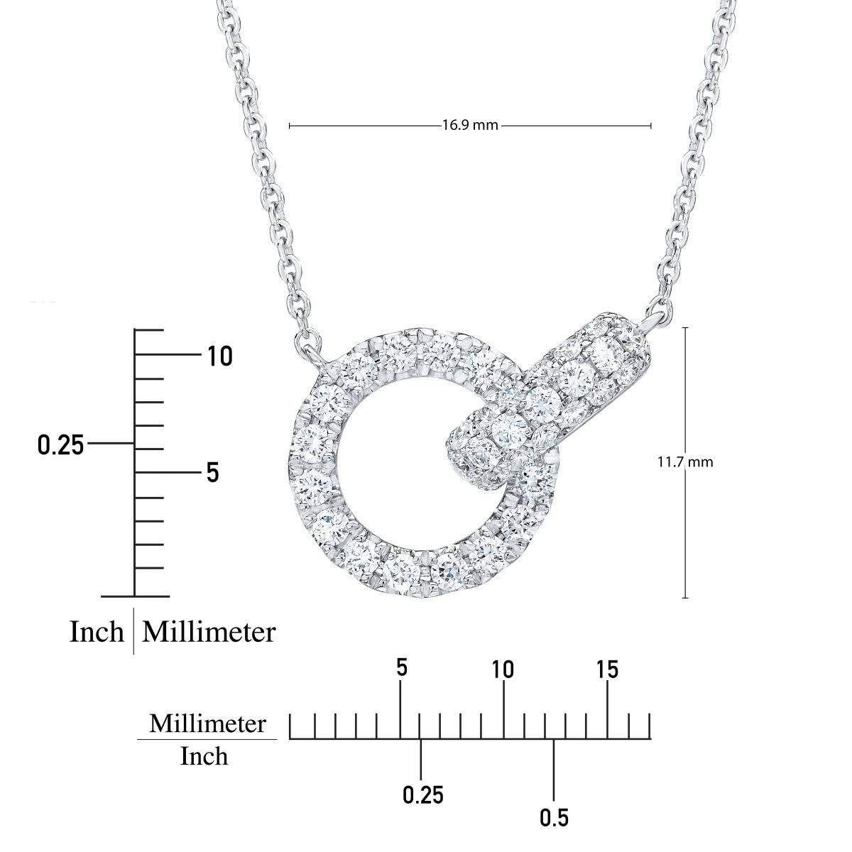 0.50ctw Round Brilliant Cut Diamond Interlocking Circle Necklace, 14ct White Gold