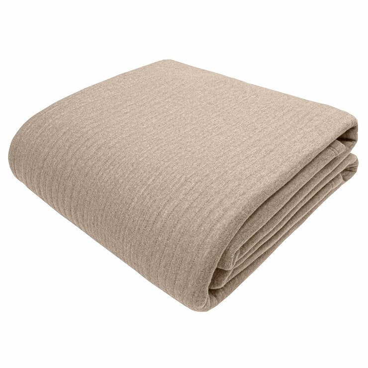 Safdie Cotton Blend Taupe Jersey Blanket, 224 x 234 cm