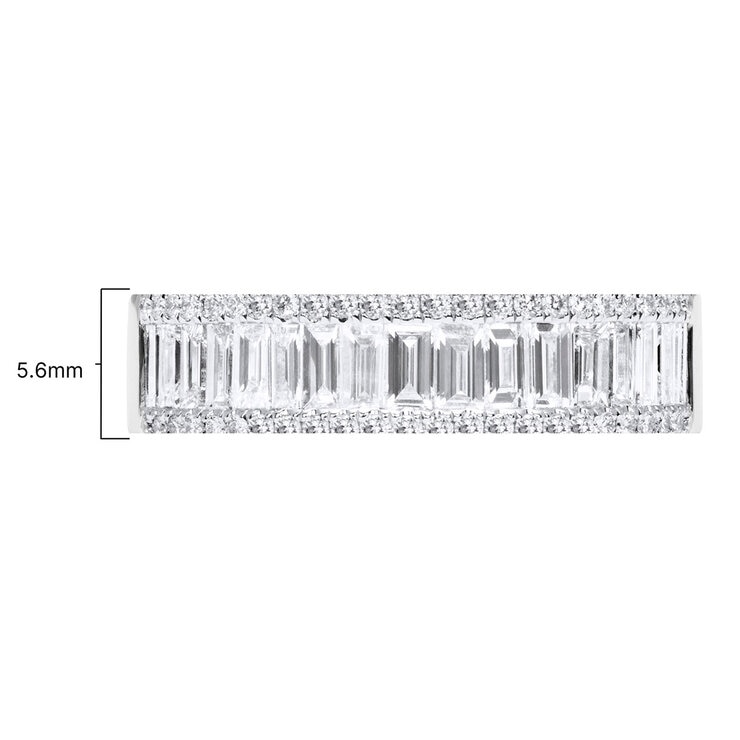 1.00ctw Baguette & Round Brilliant Cut Diamond Ring, 18ct White Gold