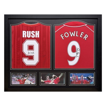 Robbie Fowler & Ian Rush Double Signed Framed Liverpool Shirts