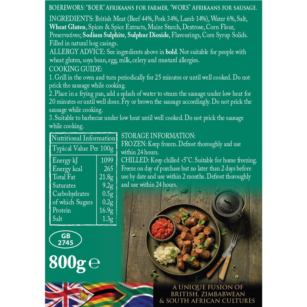 K's Wors Countrystyle Boerewors, 800g