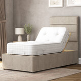 Highgrove Radnor Taupe Fabric Electric Adjustable Bed Frame with 1000 Spring Count Long Single Mattress in 2 Firmness Ratings