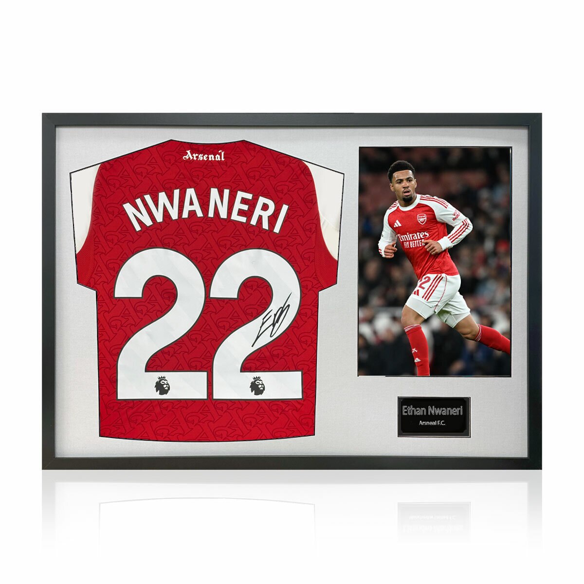 Ethan Nwaneri Arsenal Signed Framed Shirt