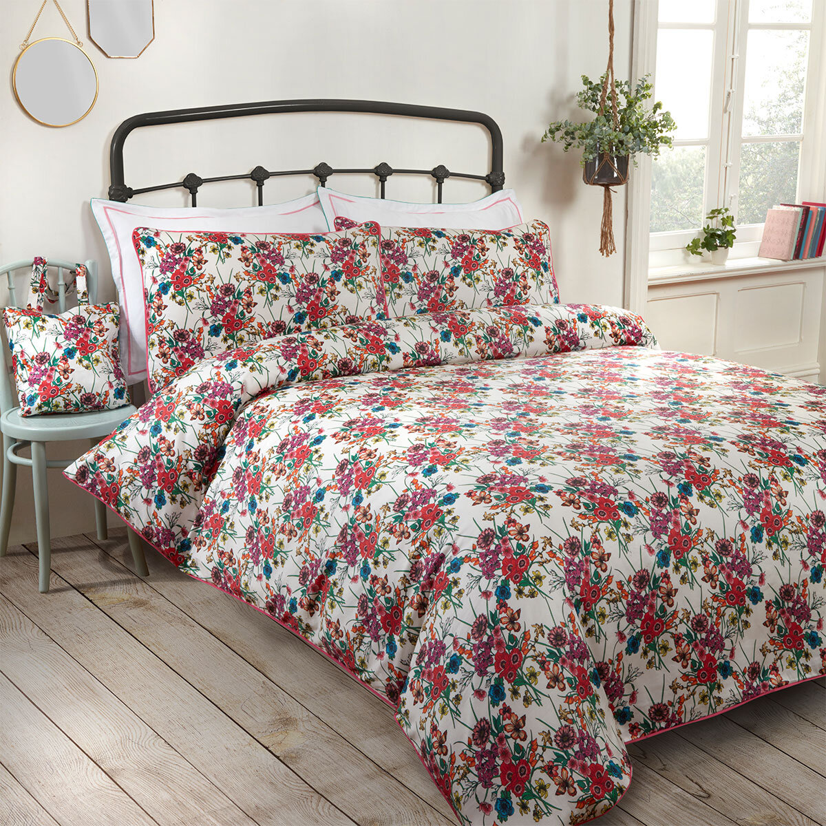 Tabitha Webb White Floral Cotton 3 Piece Bed Set in 4 Sizes