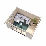 Palmako Lea 44mm Wooden Log Cabin in White 14ft 7" x 10ft 8" (4.5m x 3.3m)