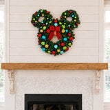 30 Inch Pre-Lit Mickey Figural Christmas Wreath 30 Inch Pre-Lit Mickey Figural Christmas Wreath