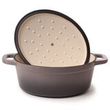 BergHOFF Neo Cast Iron 35cm 7.5L Oval Casserole - Oyster Lid Off