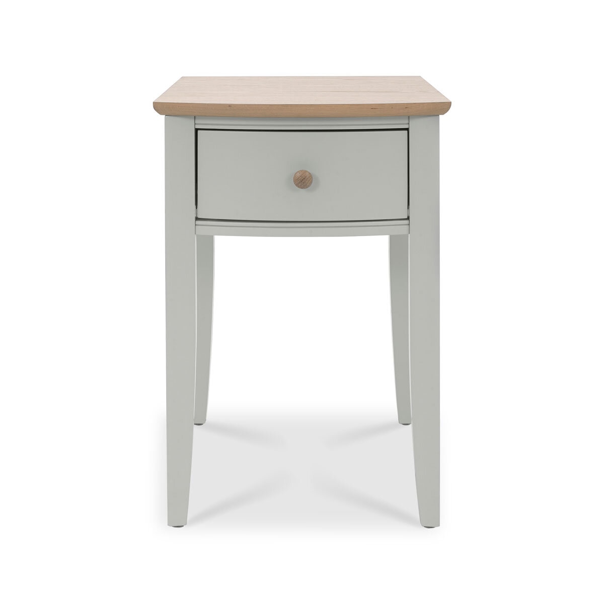 Bentley Designs Whitby Scandi Oak & Grey One Drawer Nightstand, 2 Pack, Front View