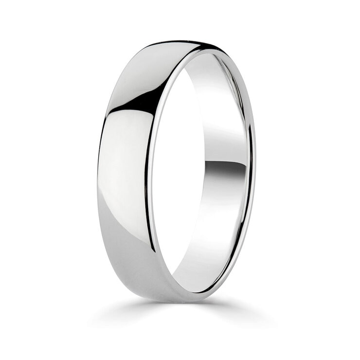 5.0mm Basic Light Court Wedding band. Platinum
