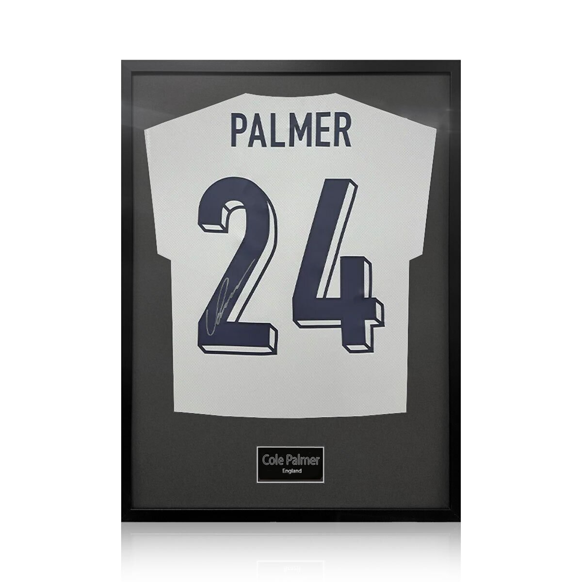 Cole Palmer Signed Framed England Football Shirt with Black Mount Cole Palmer Signed Framed England Football Shirt with Black Mount