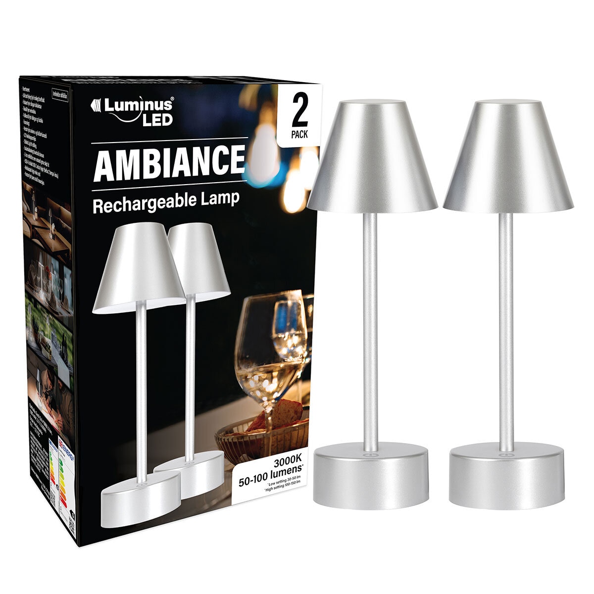 Luminus LED Rechargeable Ambiance Table Lamp Pack of 2