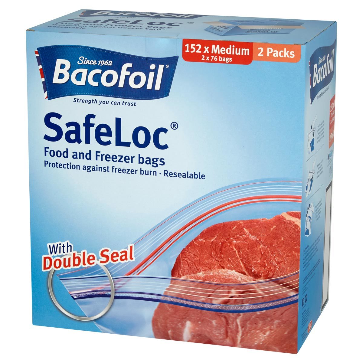 Bacofoil Safeloc® Food and Freezer Medium Bags,152 Pack