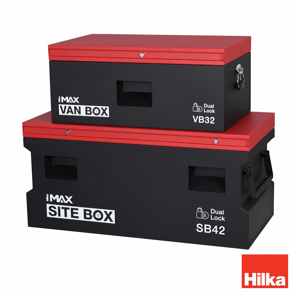 Hilka 32" (81cm) Van / 42" (107cm) Heavy Duty Steel Site Storage Box Bundle