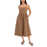 Wellworn Ladies Poplin Dress in Brown