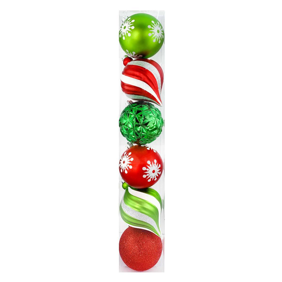 6 Inch (15 cm) Shatter-Resistant Christmas Ornaments Set of 6 - in 2 Colours