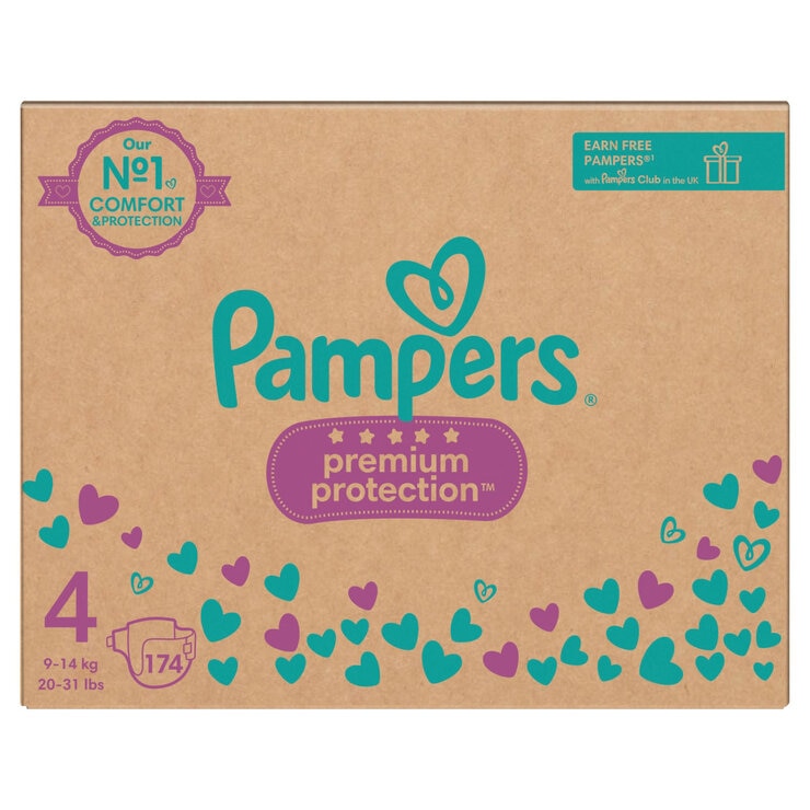 Pampers Premium Protection, Size 4, 174 Pack Packing