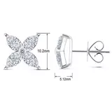 0.90ctw Flower Stud Diamond Earrings, 14k White Gold