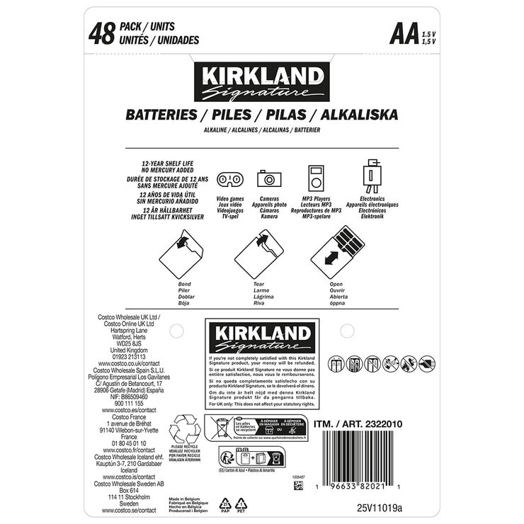 Kirkland Signature Alkaline AA Batteries - 48 Pack Kirkland Signature Alkaline AA Batteries - 48 Pack