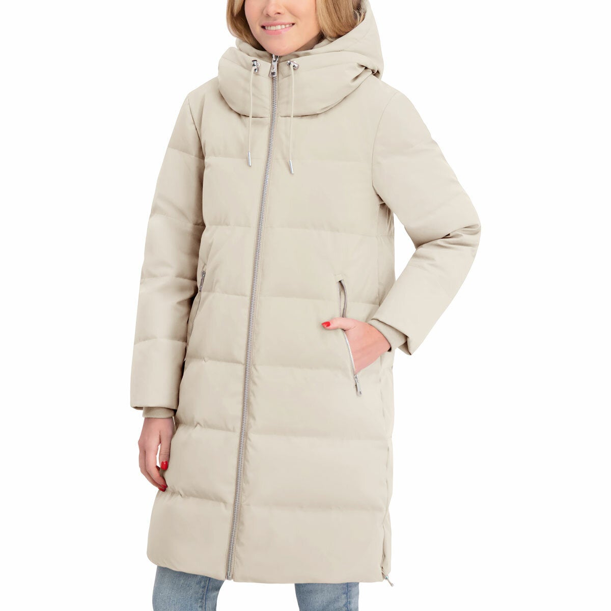 DKNY Women's Long Down Coat with Hood