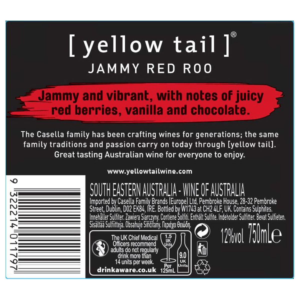 Yellow Tail Jammy Red Roo, 6 x 75cl