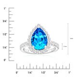 Pear Cut Blue Topaz & 0.66ctw Diamond Ring, 18ct White Gold