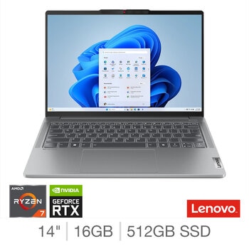 Lenovo IdeaPad Pro 5, AMD Ryzen 7, 16GB RAM, 512GB SSD, NVIDIA GeForce RTX 3050, 14 Inch OLED Laptop, 83D30030UK