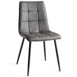 Dark Grey Faux Leather Square Stiched chair. 2 Pack