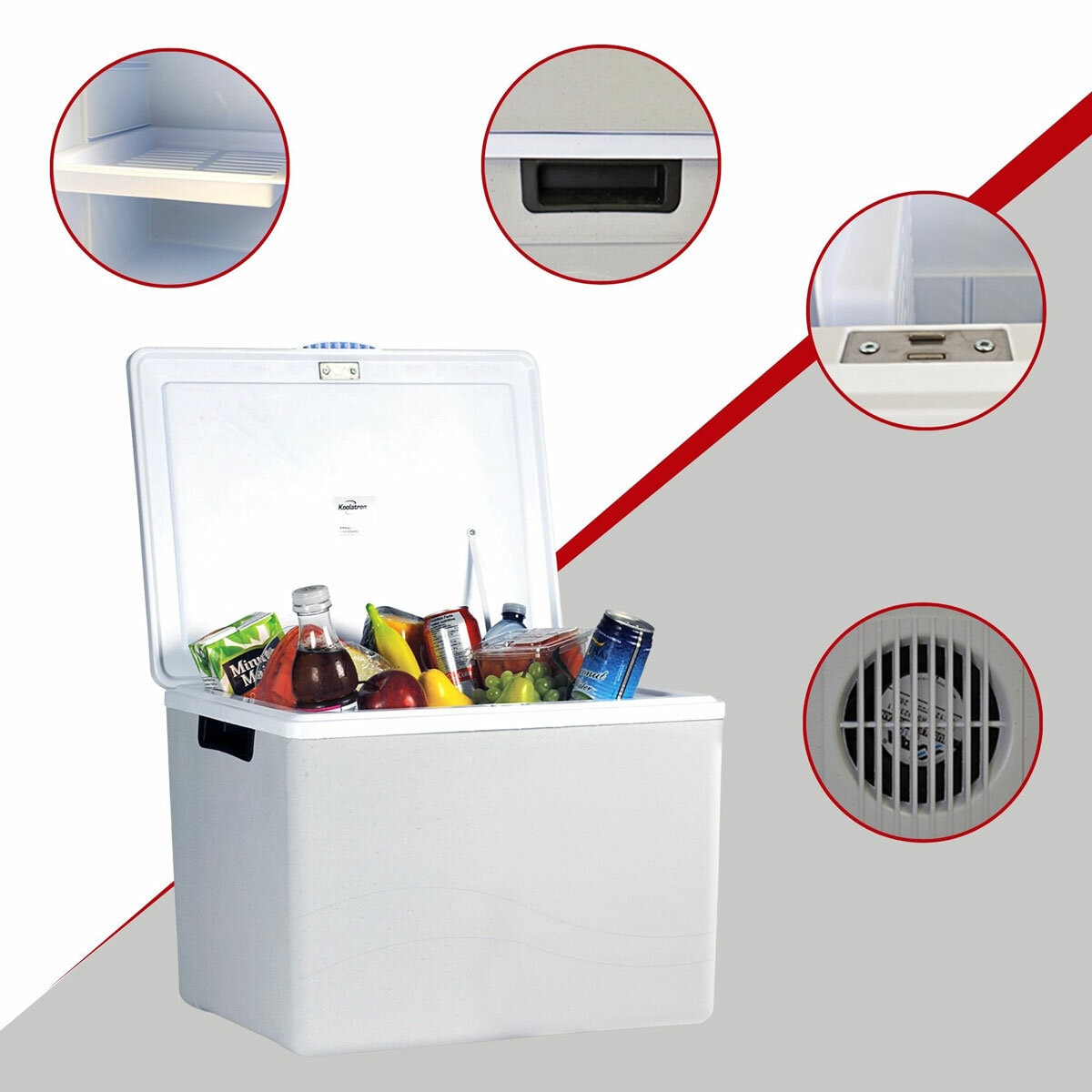 Koolatron 12V Electric Cooler 34L, Cool/Warm Box with Adjustable Strap in Grey