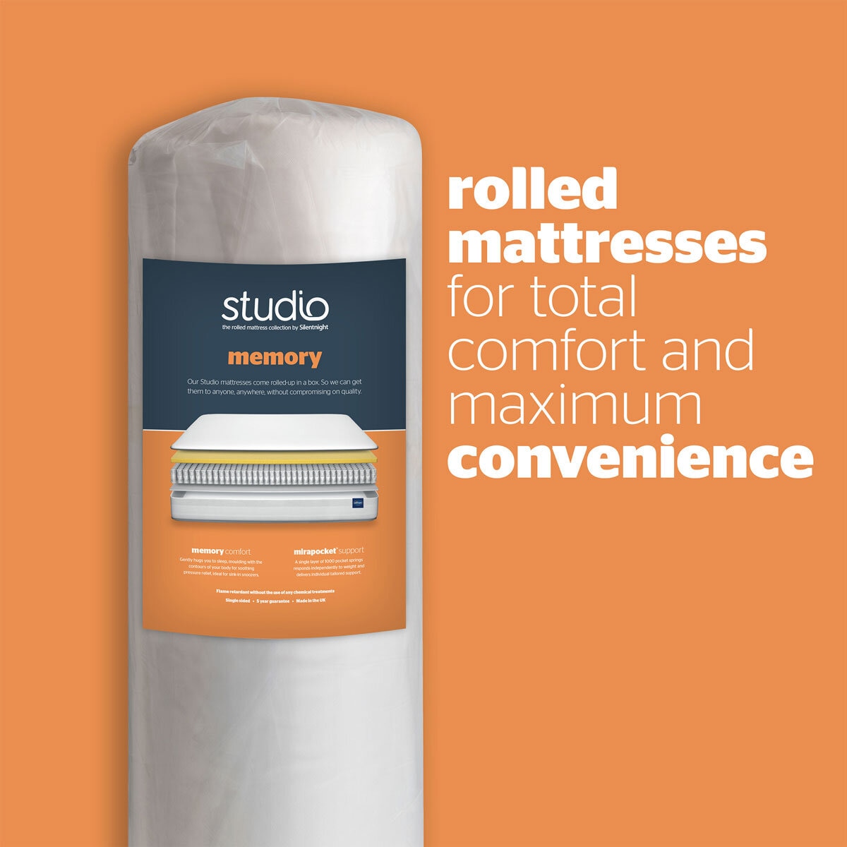 Silentnight Studio Memory 1000 Hybrid Rolled Mattress in 3 Sizes