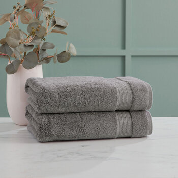 Grandeur 100% Hygro Cotton Bath Towels, Pack of 2 in Grey