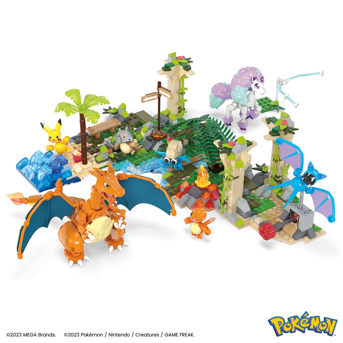 Playset MEGA Pokemon Discoveries Building 7 Figures Set 884 Pieces