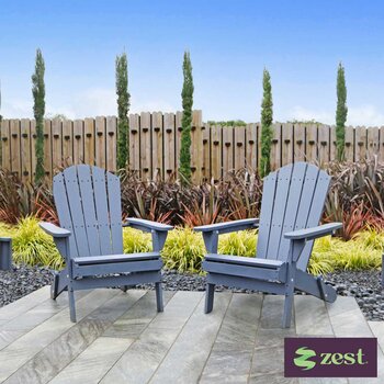 Zest Jasmine Folding Acacia Wood Adirondack Chair in 2 Colours - Set of 2