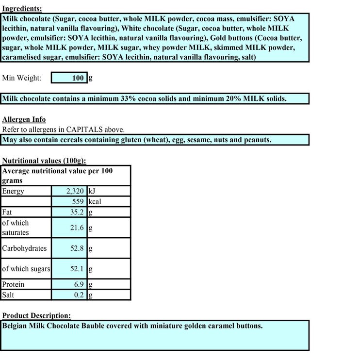 nutritional info nutritional info
