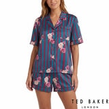 Ted Baker Ladies Satin 2 Piece PJ Set in Burgundy & Dark Blue
