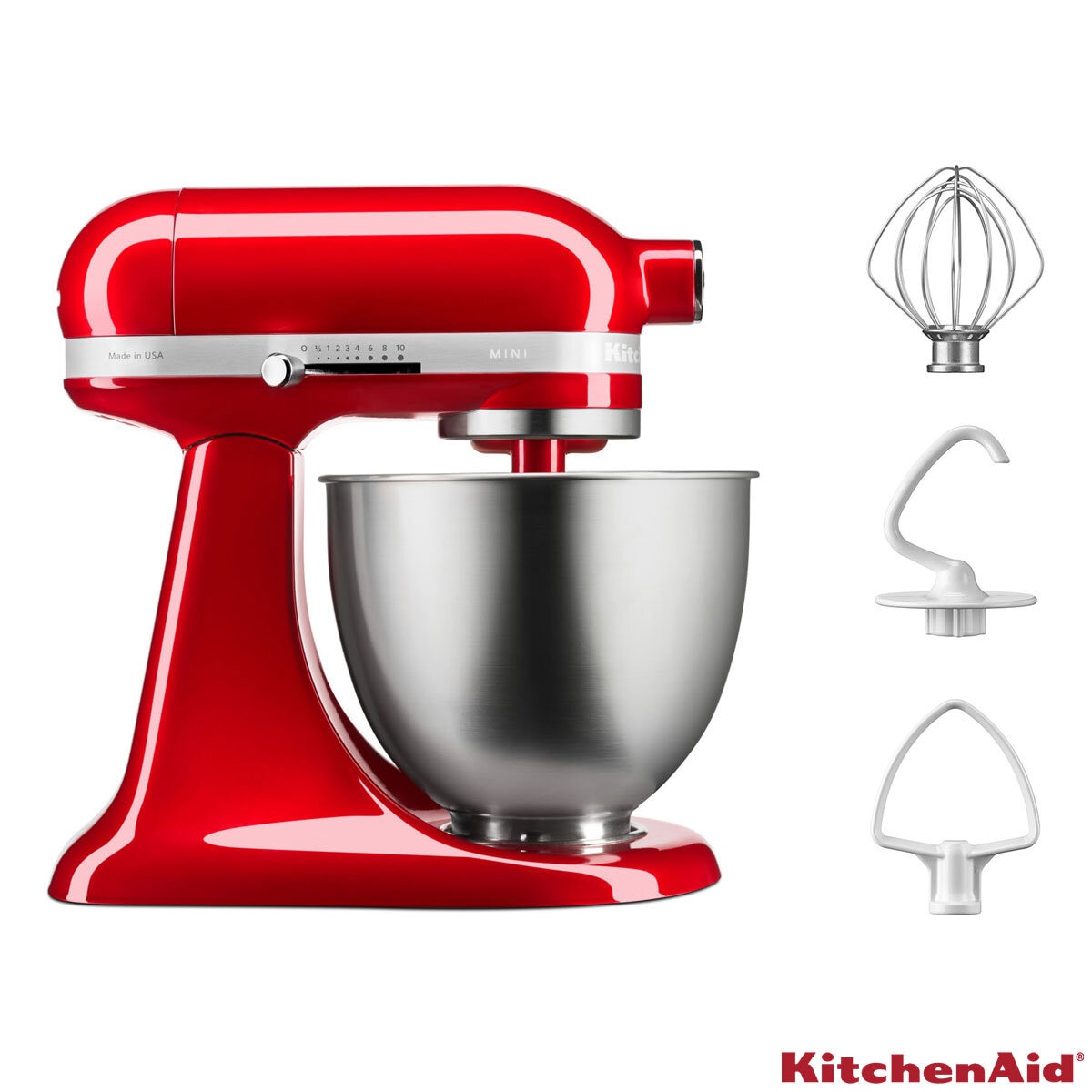 KitchenAid 3.3L Mini Stand Mixer in Candy Apple Red 5KSM