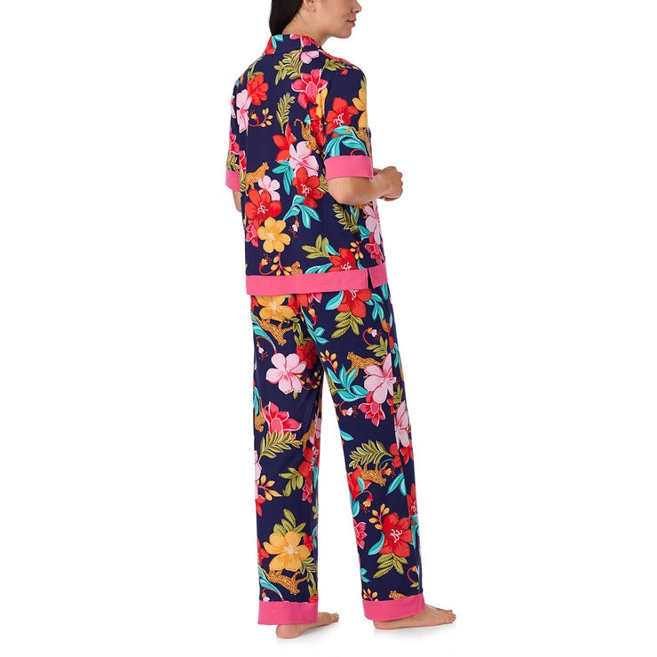 Room Service Ladies Notch Collar Pyjama Set in Navy